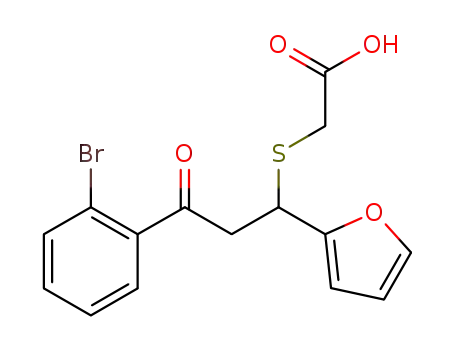 2-(3-(2-bromophenyl)-1-(furan-2-yl)-3-oxopropylthio)acetic acid