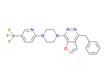 Molecular Structure of 1057681-53-4 (4-benzyl-7-[4-(5-trifluoromethylpyridin-2-yl)piperazin-1-yl]furo[2,3-d]pyridazine)