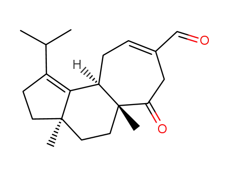 Molecular Structure of 70116-98-2 (2,3,3a,4,5,5a,6,7,10,10aβ-Decahydro-1-isopropyl-3aβ,5aα-dimethyl-6-oxocyclohepta[e]indene-8-carbaldehyde)