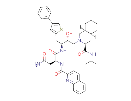 Molecular Structure of 1217649-53-0 ((S)-N<sub>1</sub>-((2S,3R)-4-((3S,4aS,8aS)-3-(tert-butylcarbamoyl)octahydroisoquinolin-2(1H)-yl)-3-hydroxy-1-(4-phenylthiophen-2-yl)butan-2-yl)-2-(quinoline-2-carboxamido)succinamide)