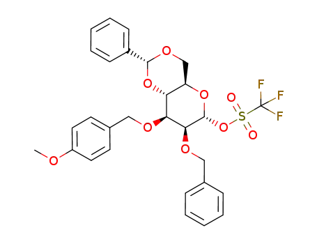 Trifluoro-methanesulfonic acid (2R,4aR,6R,7S,8S,8aR)-7-benzyloxy-8-(4-methoxy-benzyloxy)-2-phenyl-hexahydro-pyrano[3,2-d][1,3]dioxin-6-yl ester