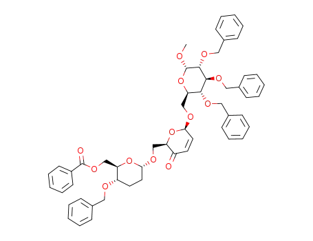 methyl 6-O-(6'-O-benzoyl-6'-O-(6''-O-benzoyl-4''-benzyl-2'',3''-dideoxy-α-D-erythro-hex-2-enopyranosyl)-2',3'-dideoxy-β-D-glycelohex-2'-enopyranos-4'-ulosyl)-2,3,4-tri-O-benzyl-α-D-glucopyranoside