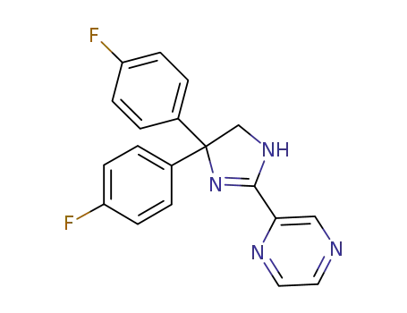 Molecular Structure of 357925-38-3 (Pyrazine, [4,4-bis(4-fluorophenyl)-4,5-dihydro-1H-imidazol-2-yl]-)