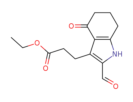 Molecular Structure of 1235459-55-8 (ethyl 3-(2-formyl-4-oxo-4,5,6,7-tetrahydro-1H-indol-3-yl)propanoate)
