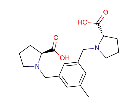 Molecular Structure of 1187086-51-6 ((2S,2'S)-1,1'-(5-methyl-1,3-phenylene)bis(methylene)dipyrrolidine-2-carboxylic acid)