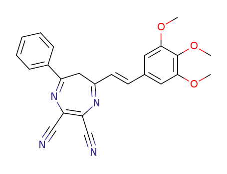 Molecular Structure of 1304509-96-3 (5-[(E)-2-(3,4,5-trimethoxyphenyl)ethenyl]-7-phenyl-6H-1,4-diazepine-2,3-dicarbonitrile)