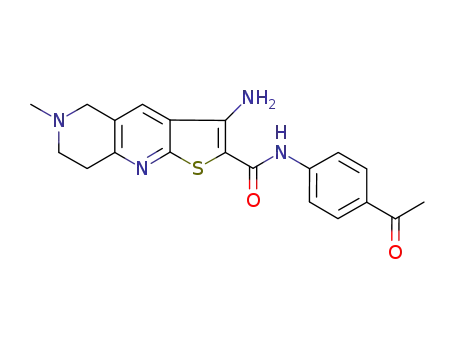 Molecular Structure of 697246-11-0 (N-(4-acetylphenyl)-3-amino-6-methyl-5,6,7,8-tetrahydrothieno[2,3-b][1,6]naphthyridine-2-carboxamide)