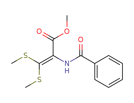 Molecular Structure of 109300-09-6 (2-Propenoic acid, 2-(benzoylamino)-3,3-bis(methylthio)-, methyl ester)