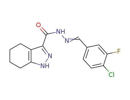 Molecular Structure of 1381840-60-3 (N'-[(4-chloro-3-fluorophenyl)methylene]-4,5,6,7-tetrahydro-1H-indazole-3-carbohydrazone)
