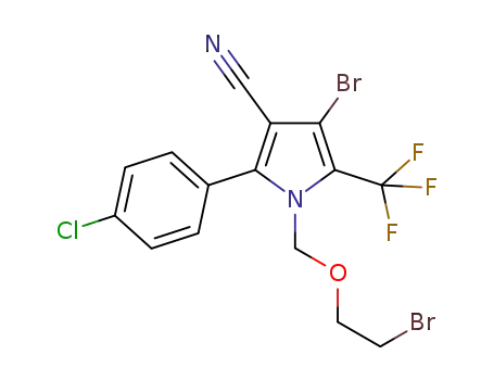 Molecular Structure of 890929-81-4 (4-bromo-1-((2-bromoethoxy)methyl)-2-(4-chlorophenyl)-5-(trifluoromethyl)pyrrole-3-carbonitrile)