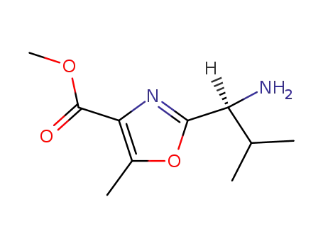 Molecular Structure of 781612-31-5 (4-Oxazolecarboxylicacid,2-[(1S)-1-amino-2-methylpropyl]-5-methyl-,methylester(9CI))