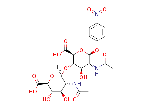 Molecular Structure of 1335297-15-8 (p-nitrophenyl 2-acetamido-2-deoxy-β-D-gluco-pyranosyluronic acid-(1->4)-2-acetamido-2-deoxy-β-D-gluco-pyranosiduronic acid)