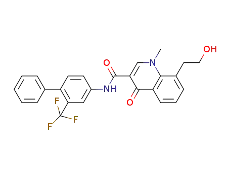 8-(2-hydroxyethyl)-1-methyl-4-oxo-N-(2-(trifluoromethyl)-[1,1'-biphenyl]-4-yl)-1,4-dihydroquinoline-3-carboxamide