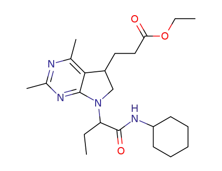 ethyl 3-(7-(1-(cyclohexylcarbamoyl)propyl)-6,7-dihydro-2,4-dimethyl-5H-pyrrolo[2,3-d]pyrimidin-5-yl)propanoate