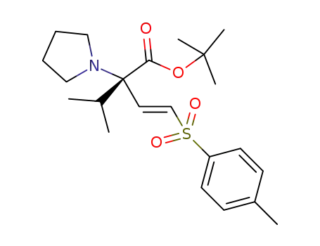 Molecular Structure of 1353757-55-7 ((S,E)-tert-butyl 2-isopropyl-2-(pyrrolidin-1-yl)-4-(p-toluenesulfonyl)but-3-enoate)