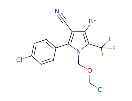 Molecular Structure of 890929-76-7 (4-bromo-1-((chloromethoxy)methyl)-2-(4-chlorophenyl)-5-(trifluoromethyl)pyrrole-3-carbonitrile)