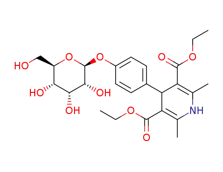 Molecular Structure of 1320347-09-8 (2,6-dimethyl-3,5-dicarboethoxy-4-(4-β-D-allopyranosyloxyphenyl)-1,4-dihydropyridine)