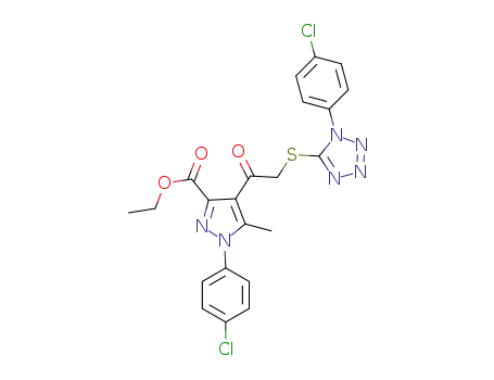 ethyl 5-methyl-1-(4-chlorophenyl)-4-{2-[1-(4-chlorophenyl)-1H-tetrazol-5-ylsulfanyl]-1-oxoethyl}-1H-pyrazole-3-carboxylate