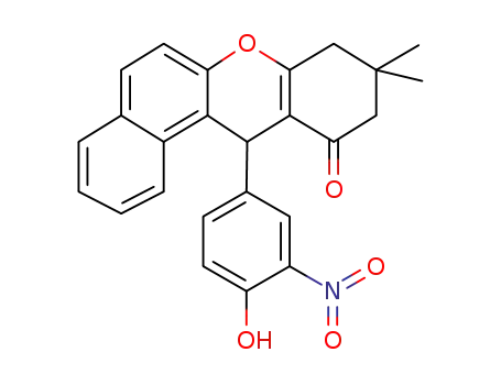 Molecular Structure of 1254077-26-3 (12-(4-hydroxy-3-nitrophenyl)-9,9-dimethyl-8,9,10,12-tetrahydrobenzo[a]xanthen-11-one)