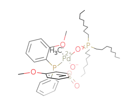 Molecular Structure of 1366181-66-9 ([(κ2-P,O-2-(bis(2-methoxyphenyl)phosphino)benzenesulfonato)PdMe(OPOct3)])