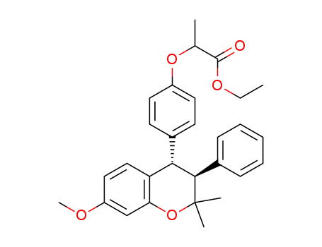 ethyl 2-(4-d(+)-3,4-trans-2,2-dimethyl-3-phenyl-7-methoxychroman-4-yl)phenoxypropanoate