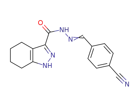 Molecular Structure of 1381840-59-0 (N'-[(4-cyanophenyl)methylene]-4,5,6,7-tetrahydro-1H-indazole-3-carbohydrazone)