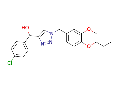 Molecular Structure of 1335128-35-2 (4-((4-chlorophenyl)(hydroxyl)methyl)-1-(3-methoxy-4-propoxybenzyl)-1H-1,2,3-triazole)
