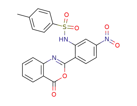 Molecular Structure of 37028-99-2 (4-methyl-N-(5-nitro-2-(4-oxo-4H-benzo[d][1,3] oxazin-2-yl)phenyl)benzenesulfonamide)