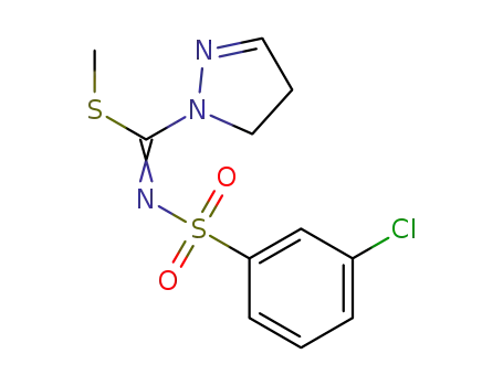 Molecular Structure of 1337564-61-0 (N-[(4,5-dihydro-1H-pyrazol-1-yl)-methylsulfanyl-methylidene]-3-chlorobenzenesulfonamide)