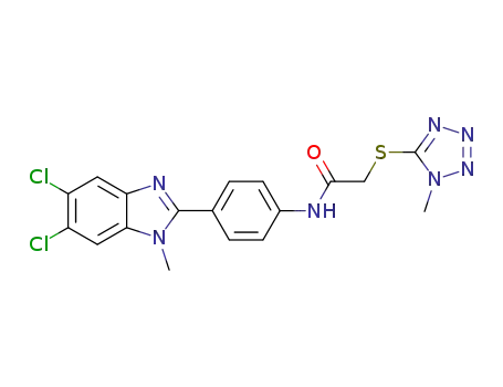 5,6-dichloro-1-methyl-2-[4-[2-[(1-methy-1H-1,2,3,4-tetrazole-5-yl)sulfanyl]acetylamino]phenyl]-1H-benzimidazole
