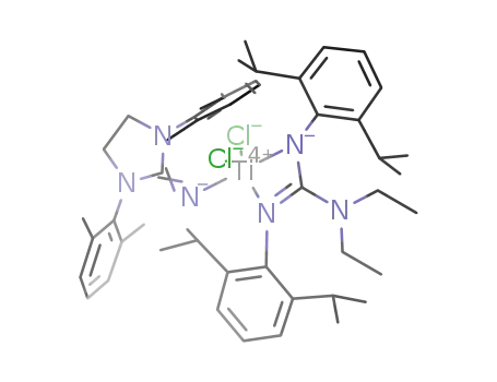 [1,2-bis(2,6-diisopropylphenyl)-3,3-diethylguanidinato]-[N',N''-bis(2,6-dimethylphenyl)imidazolidin-2-iminato]titanium dichloride