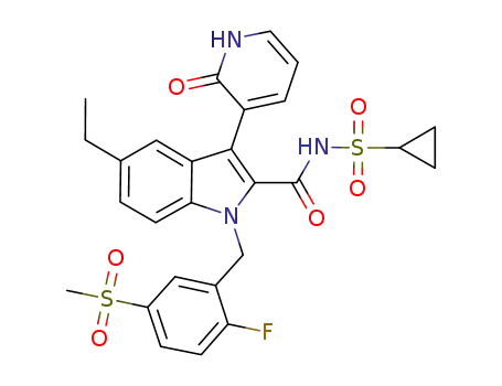 N-(cyclopropylsulfonyl)-5-ethyl-1-(2-fluoro-5-(methylsulfonyl)benzyl)-3-(2-oxo-1,2-dihydropyridin-3-yl)-1H-indole-2-carboxamide
