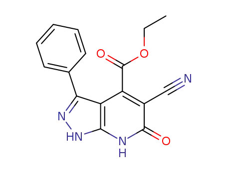 ethyl 5-cyano-6,7-dihydro-6-oxo-3-phenyl-1H-pyrazolo[3,4-b]pyridine-4-carboxylate