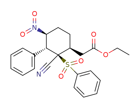 (+)-ethyl 2-(2R-cyano-4S-nitro-3R-phenyl-2R-(phenylsulfonyl)-1S-cyclohexyl)acetate
