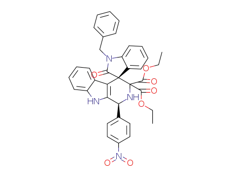 Molecular Structure of 1609975-91-8 ((1'S,3S)-diethyl-1-benzyl-1'-(4-nitrophenyl)-2-oxo-1',2'-dihydrospiro[indoline-3,4'-pyrido[3,4-b]indole]-3',3'(9'H)-dicarboxylate)