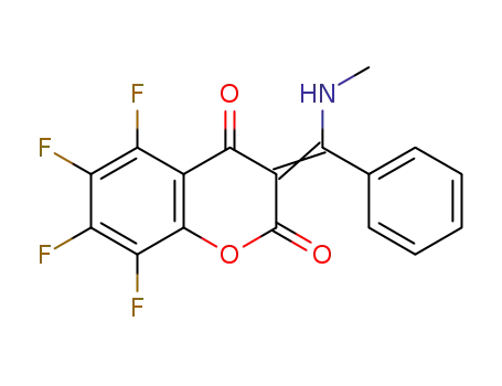 Molecular Structure of 1443627-73-3 (3-[(methylamino)(phenyl)methylene]-5,6,7,8-tetrafluoro-2H-chromene-2,4(3H)-dione)