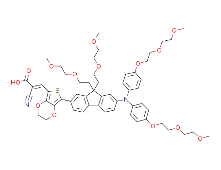 (E)-3-(7-(7-(bis(4-(2-(2-methoxyethoxy)ethoxy)phenyl)-amino)-9,9-bis(2-(2-methoxyethoxy)ethyl)-9H-fluoren-2-yl)-2,3-dihydrothieno[3,4-b][1,4]dioxin-5-yl)-2-cyanoacrylic acid