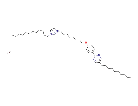 Molecular Structure of 1403575-32-5 (3-dodecyl-1-{8-[4-(5-decylpyrimidin-2-yl)phenoxy]octyl}imidazolium bromide)