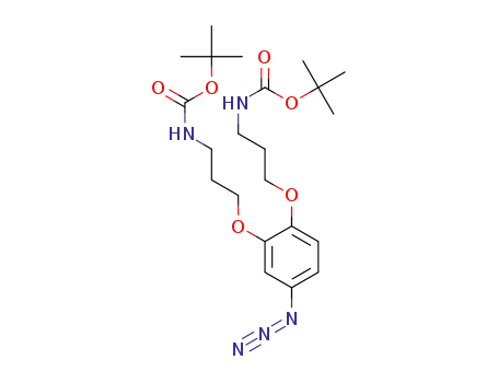 Molecular Structure of 1443619-94-0 (di-tert-butyl (((4-azido-1,2-phenylene)bis(oxy))bis(propane-3,1-diyl))dicarbamate)