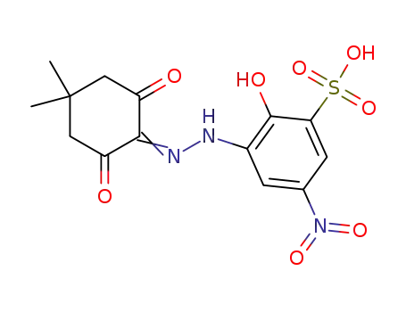 Molecular Structure of 1417721-45-9 (3-(2-(4,4-dimethyl-2,6-dioxocyclohexylidene)hydrazinyl)-2-hydroxy-5-nitrobenzenesulfonic acid)