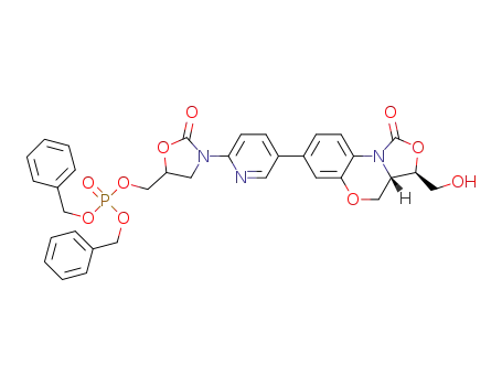 dibenzyl ((3-(5-((3R,3aS)-3-(hydroxymethyl)-1-oxo-1,3,3a,4-tetrahydrobenzo[b]oxazolo[3,4-d][1,4]oxazin-7-yl)pyridin-2-yl)-2-oxooxazolidin-5-yl)methyl)phosphate