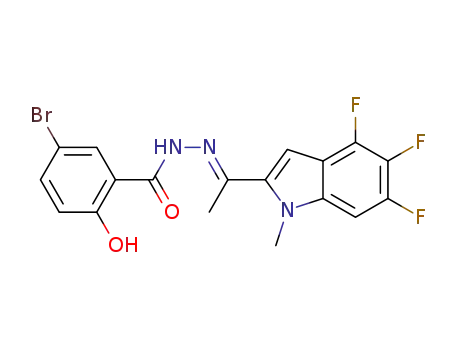 (E)-5-bromo-2-hydroxy-N'-(1-(4,5,6-trifluoro-1-methyl-1H-indol-2-yl)ethylidene)benzohydrazide