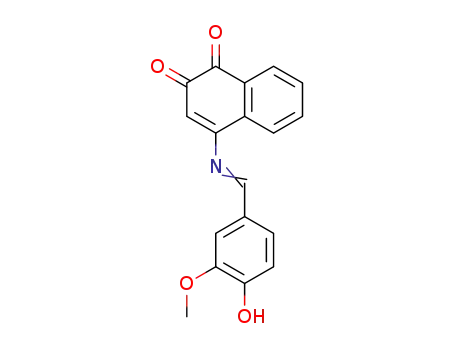 Molecular Structure of 1386994-23-5 (4-(4-hydroxy-3-methoxybenzylideneamino)naphthalene-1,2-dione)