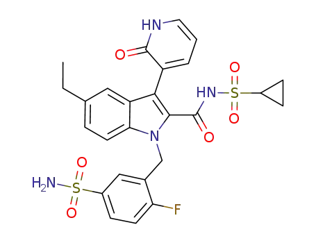 N-(cyclopropylsulfonyl)-5-ethyl-1-(2-fluoro-5-sulfamoylbenzyl)-3-(2-oxo-1,2-dihydropyridin-3-yl)-1H-indole-2-carboxamide
