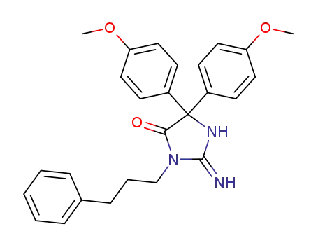 2-imino-5,5-bis(4-methoxyphenyl)-3-(3-phenylpropyl)imidazolidin-4-one