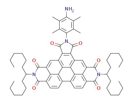 Molecular Structure of 1442460-40-3 (N,N''-Bis(1-hexylheptyl)-N'-(4-amino-2,3,5,6-tetramethylphenyl)-benzo[ghi]perylene-2,3,8,9,11,12-hexacarboxylic-2,3,8,9-bis-(dicarboximide)-11,12-dicarboximide)