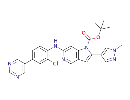 tert-butyl 6-((2-chloro-4-(pyrimidin-5-yl)phenyl)amino)-2-(1-methyl-1H-pyrazol-4-yl)-1H-pyrrolo[3,2-c]pyridine-1-carboxylate