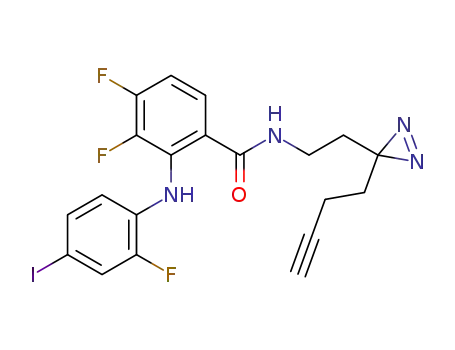 2-(2-fluoro-4-iodophenylamino)-N-(2-(3-(but-3-ynyl)-3H-diazirin-3-yl)ethyl)-3,4-difluorobenzamide