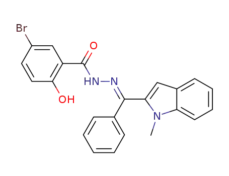 Molecular Structure of 1373438-32-4 ((E)-5-bromo-2-hydroxy-N'-((1-methyl-1H-indol-2-yl)(phenyl)methylene)benzohydrazide)