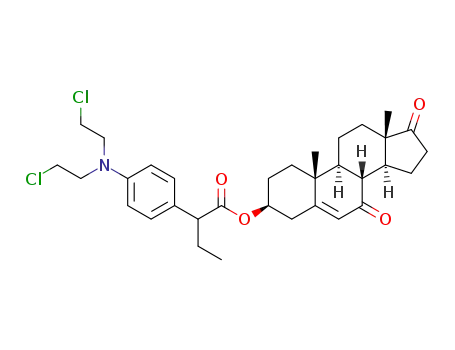 Molecular Structure of 1454311-30-8 (androst-5-en-7,17-dione-3β-yl 2-[4-N,N-bis(2-chloroethyl)amino-phenyl]butanoate)